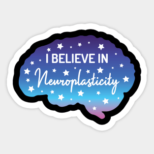 I Believe in Neuroplasticity | Black | Blue Pink Gradient Sticker